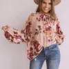 Floral Debut Shift Top In Blush