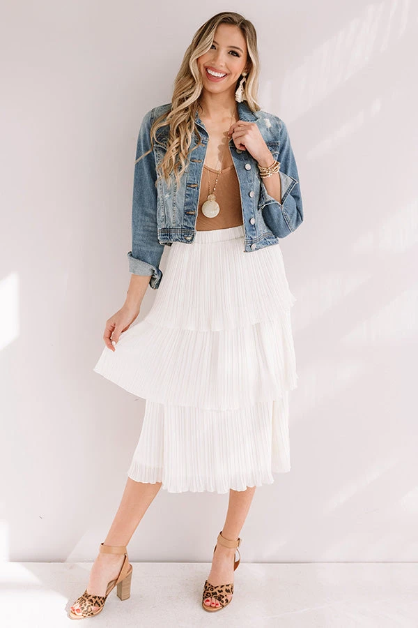 Pleated Pretty Midi Skirt In Ivory 9 Pleated Pretty Midi Skirt In Ivory - Image 9