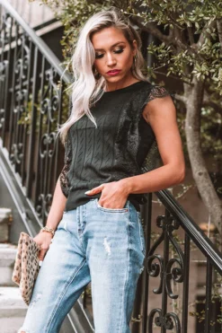 Seaside Spell Lace Top In Black -Jacket and Coats Shop 2001279137000 2020013116360800 d53e45f6seaside spell lace top in black