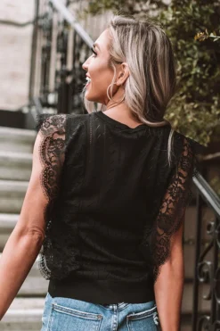 Seaside Spell Lace Top In Black -Jacket and Coats Shop 2001279137000 2020013116360900 38bc025fseaside spell lace top in black