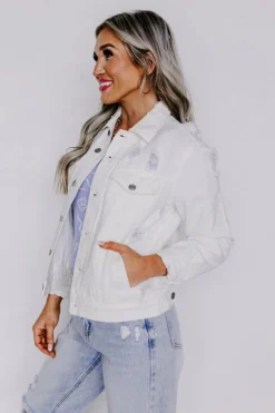 The Ronan Distressed Denim Jacket In White -Jacket and Coats Shop 2004152578000 2023012308303900 fbf5fcc5the ronan distressed denim jacket in white