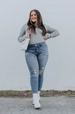 The Nina High Waist Distressed Skinny Curves