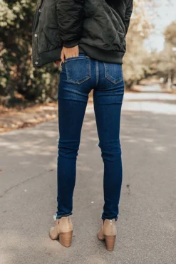 The Mayson Midrise Distressed Skinny In Dark Wash -Jacket and Coats Shop 2009253347000 2020102008251700 2561180ethe mayson midrise distressed skinny