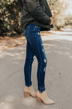 The Mayson Midrise Distressed Skinny In Dark Wash -Jacket and Coats Shop 2009253347000 2020102008251700 7cf4f760the mayson midrise distressed skinny