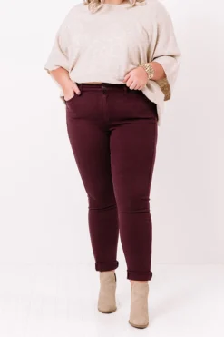The Cress High Waist Skinny In Windsor Wine Curves