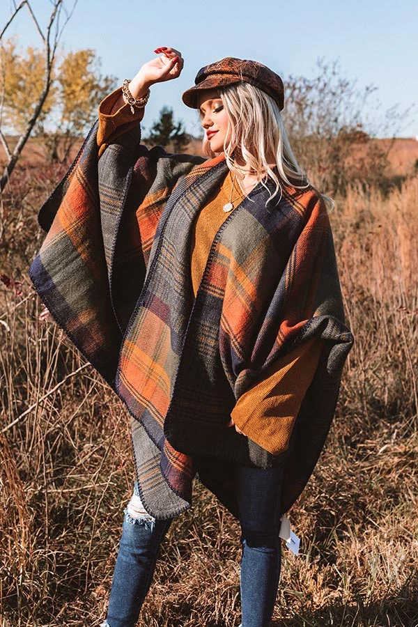 Roman Holiday Plaid Poncho 5 Roman Holiday Plaid Poncho - Image 5