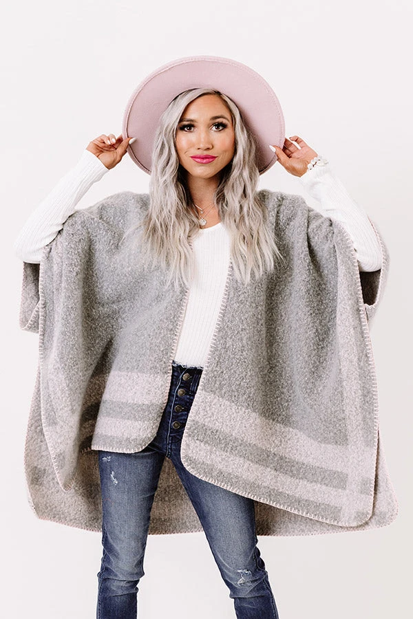 Distance To Denver Poncho In Grey 1 Distance To Denver Poncho In Grey