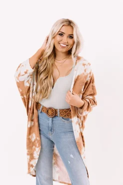 Forever Friend Tie Dye Cardigan In Rust