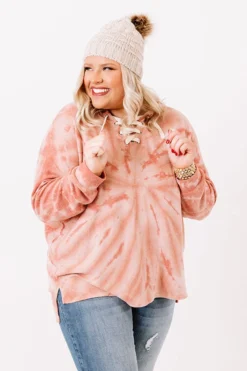 LA Lifestyle Lace Up Tie Dye Hoodie Curves -Jacket and Coats Shop 2011027912000 2020122211493200 3b9daaafla lifestyle lace up tie dye hoodie