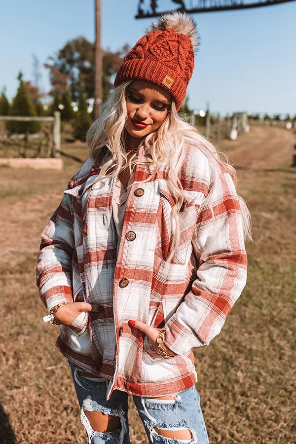 Cozy Up In Carolina Plaid Jacket In Aurora Red 7 Cozy Up In Carolina Plaid Jacket In Aurora Red - Image 7
