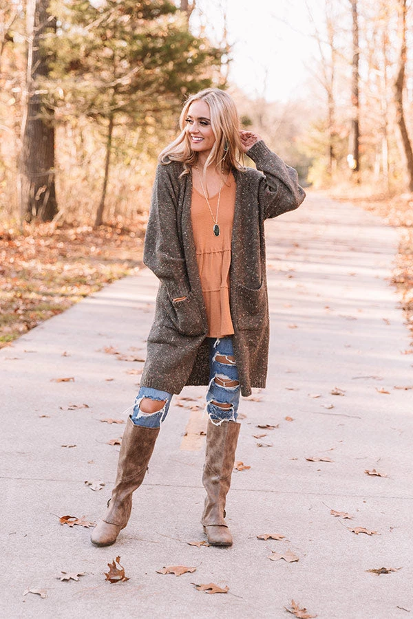 Set For Snuggles Knit Cardigan In Martini Olive 2 Set For Snuggles Knit Cardigan In Martini Olive - Image 2