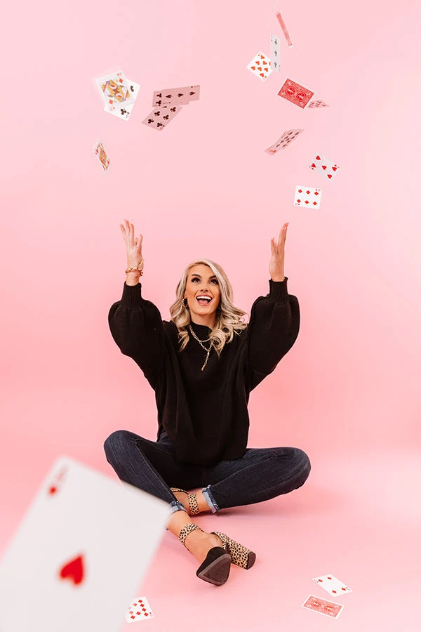 Latte Smiles Knit Sweater In Black 1 Latte Smiles Knit Sweater In Black