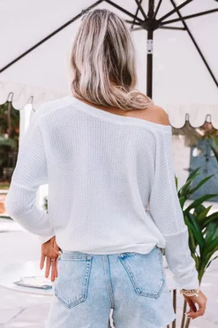 Wave Of Calm Waffle Knit Top In White -Jacket and Coats Shop 2101063683000 2021012815214200 d2dd98aeflawless express sample 37