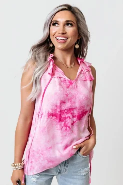 Sweet On Summer Tie Dye Shift Top In Pink