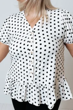 Tennessee Travels Polka Dot Top In White Curves -Jacket and Coats Shop 2104097107000 2021052509400300 d7d0b37atennessee travels polka dot top in white
