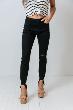 The Emory High Waist Distressed Ankle Skinny In Black -Jacket and Coats Shop 2104142003000 2021042911310800 6acae6a5the emory high waist distressed ankle skinny in black