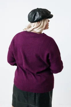 Waiting For Flurries Knit Sweater In Royal Plum Curves -Jacket and Coats Shop 2107279579000 2021111811301800 60edc623waiting for flurries knit sweater in royal plum curves