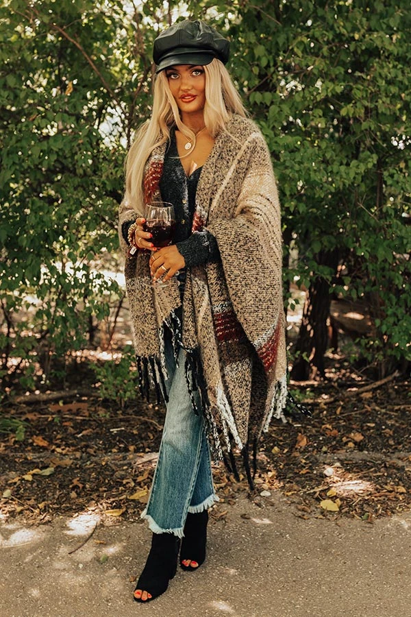 Frozen Lake Ultra Soft Poncho In Iced Latte 6 Frozen Lake Ultra Soft Poncho In Iced Latte - Image 6