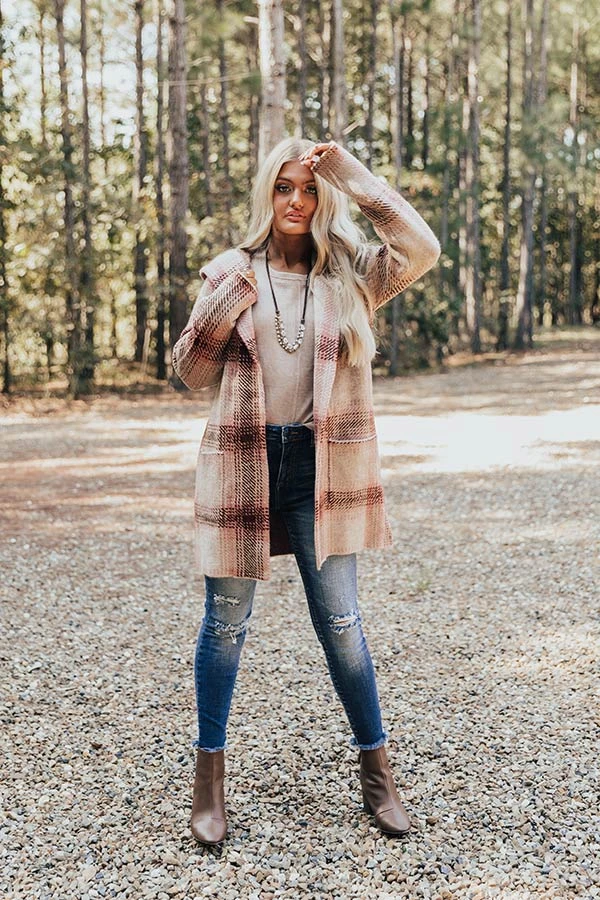 Autumn Woods Plaid Coat In Blush 4 Autumn Woods Plaid Coat In Blush - Image 4