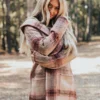 Autumn Woods Plaid Coat In Blush