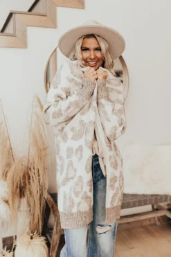 Northern Chill Leopard Cardigan In Ivory -Jacket and Coats Shop 2109025317000 2021092713572000 9582bf43northern chill leopard cardigan in ivory