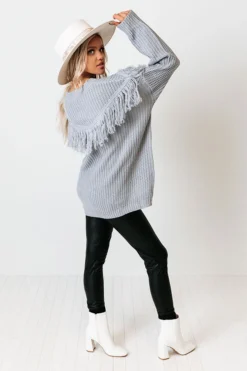 Idlewild Fringe Sweater In Airy Blue -Jacket and Coats Shop 2109074686000 2021100508490700 6d3a1a48idlewild fringe sweater in airy blue