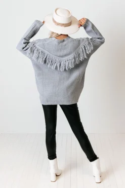 Idlewild Fringe Sweater In Airy Blue -Jacket and Coats Shop 2109074686000 2021100508491200 f8b0628aidlewild fringe sweater in airy blue