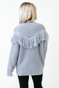Idlewild Fringe Sweater In Airy Blue -Jacket and Coats Shop 2109074686000 2022100507183900 01fc70edidlewild fringe sweater in airy blue