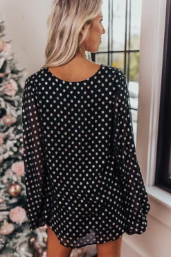 Style A La Mode Polka Dot Shift Top In Black -Jacket and Coats Shop 2109078092000 2021112312512300 03cef119style a la mode polka dot shift top in black