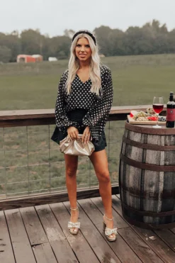 Style A La Mode Polka Dot Shift Top In Black -Jacket and Coats Shop 2109078092000 2022082314224300 6efa9002style a la mode polka dot shift top in black