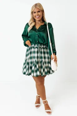 Small Town Holiday Skirt In Green Curves -Jacket and Coats Shop 2109224284000 2022080209354000 ecd83039small town holiday skirt in green curves