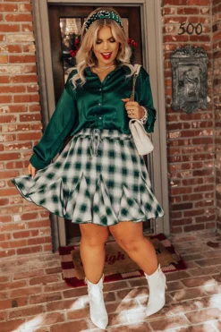 Small Town Holiday Skirt In Green Curves -Jacket and Coats Shop 2109224284000 2022102809265300 e8acb14fsmall town holiday skirt in green curves