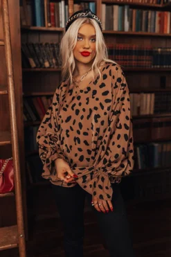 Sweeter With Time Leopard Shift Top In Mocha -Jacket and Coats Shop 2111118624000 2021111714453200 d65607c5sweeter with time leopard shift top in mocha