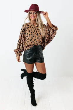 Sweeter With Time Leopard Shift Top In Mocha -Jacket and Coats Shop 2111118624000 2021113009245800 aca68d89sweeter with time leopard shift top in mocha