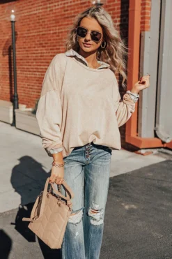 Happy Outlook Mineral Wash Sweatshirt In Iced Latte -Jacket and Coats Shop 2111248054000 2021120212203800 c1dc4d3fhappy outlook mineral wash sweatshirt in iced latte