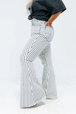 The Jamie High Waist Stripe Flare In White -Jacket and Coats Shop 2202179980000 2022032913285500 3540a27fthe jamie high waist stripe flare in white