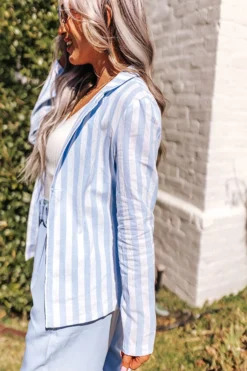 Hamptons Forever Stripe Blazer In Sky Blue -Jacket and Coats Shop 2202287625000 2022030912001300 1b699591hamptons forever stripe blazer in sky blue