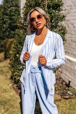 Hamptons Forever Stripe Blazer In Sky Blue -Jacket and Coats Shop 2202287625000 2022030912001300 4404245dhamptons forever stripe blazer in sky blue