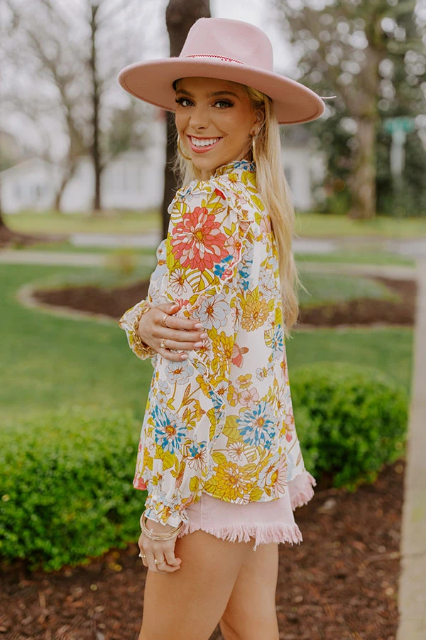 Sugary Sweet Floral Shift Top In Cream 4 Sugary Sweet Floral Shift Top In Cream - Image 4