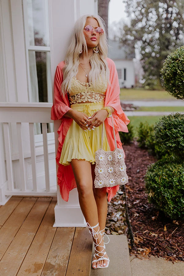 Summer Rhythm Ruffle Overlay In Coral 5 Summer Rhythm Ruffle Overlay In Coral - Image 5