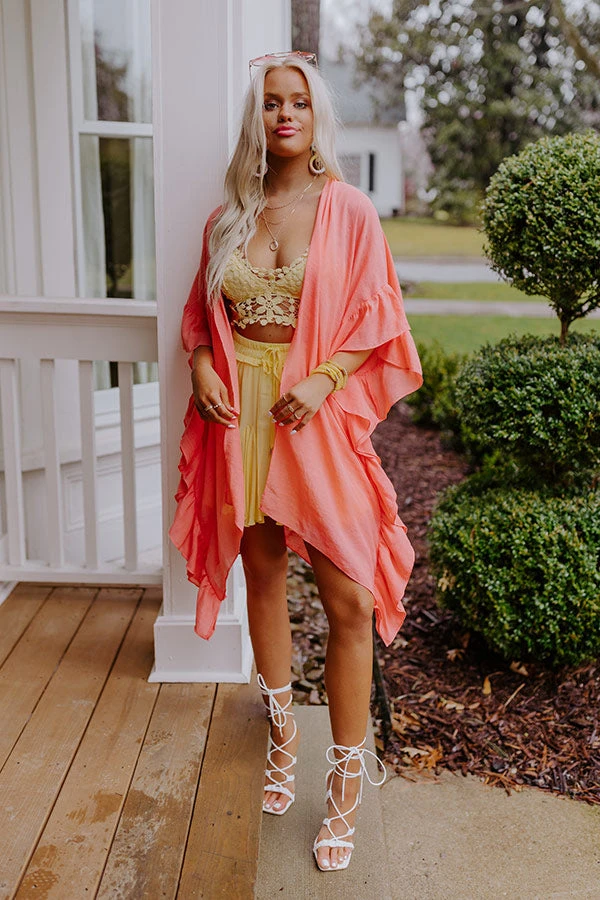 Summer Rhythm Ruffle Overlay In Coral 9 Summer Rhythm Ruffle Overlay In Coral - Image 9