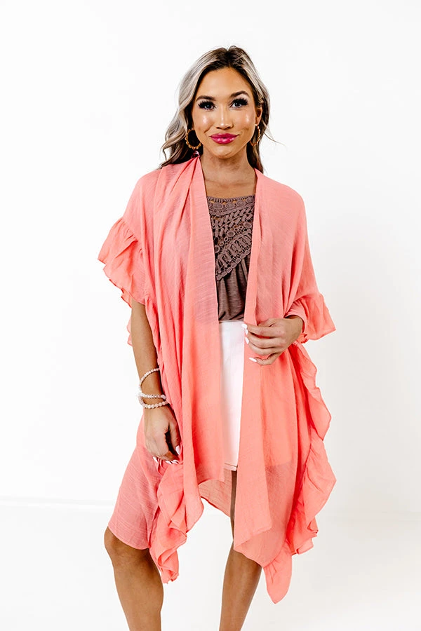 Summer Rhythm Ruffle Overlay In Coral 1 Summer Rhythm Ruffle Overlay In Coral