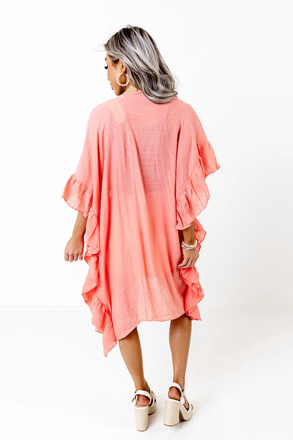 Summer Rhythm Ruffle Overlay In Coral 4 Summer Rhythm Ruffle Overlay In Coral - Image 4