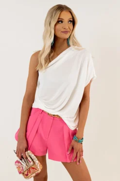 Out In NYC One Shoulder Top In Ivory