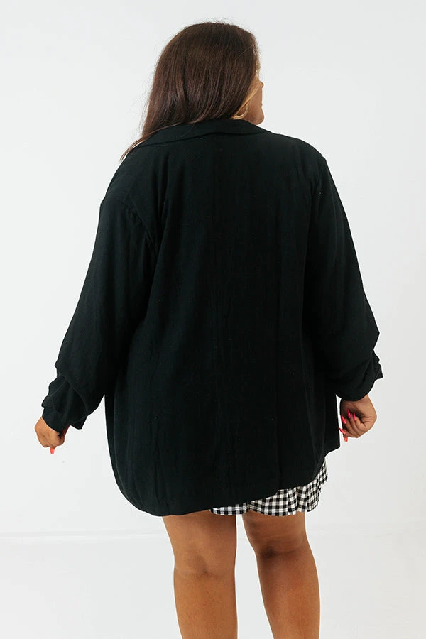 Good For The Plot Linen Blend Blazer In Black Curves 4 Good For The Plot Linen Blend Blazer In Black Curves - Image 4