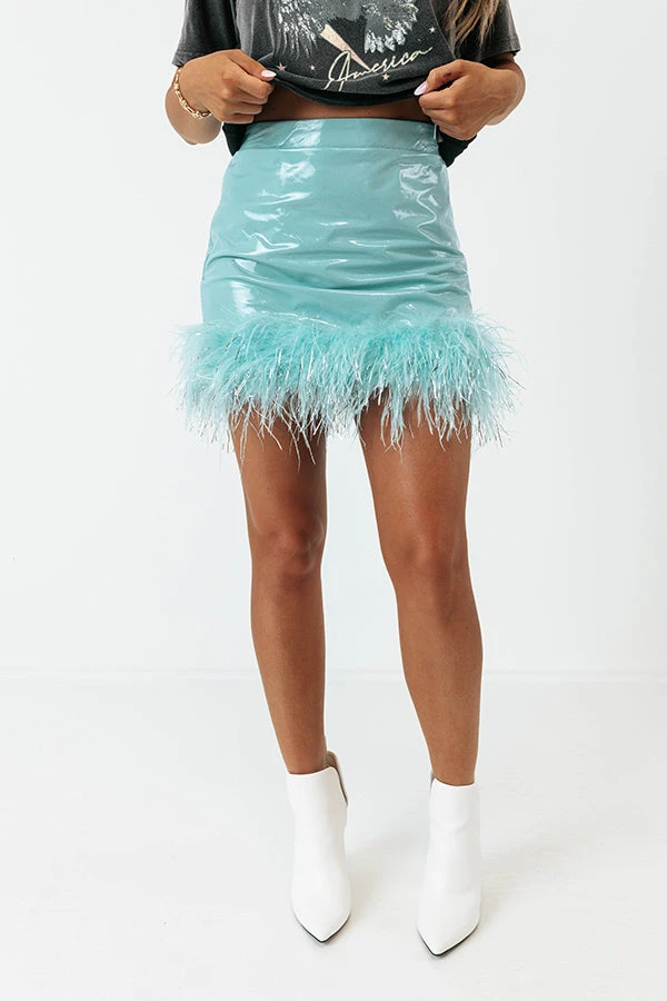 The Freesia Patent Feather Skirt In Sky Blue 2 The Freesia Patent Feather Skirt In Sky Blue - Image 2