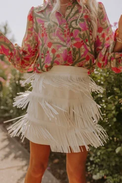 Country Road Faux Leather Skirt In White