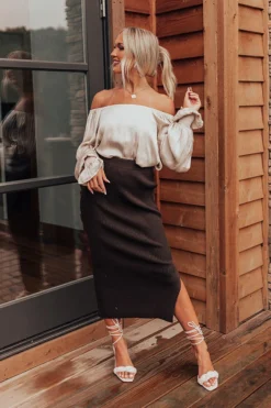 Coffee And Smiles Ribbed Skirt In Espresso -Jacket and Coats Shop 2208023601000 2022082312164400 89e80f53coffee and smiles ribbed skirt in espresso