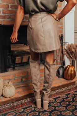 The Tobi Faux Leather Skirt In Taupe -Jacket and Coats Shop 2208199627000 2022092109582400 2a377233the tobi faux leather skirt in taupe