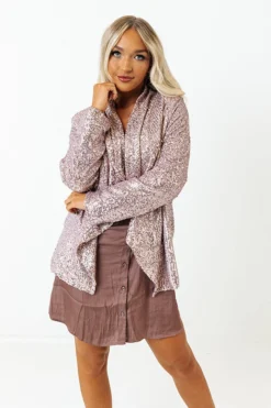 Splash Of Luxury Sequin Blazer In Blush -Jacket and Coats Shop 2208262895000 2022100308021600 f9c55313splash of luxury sequin blazer in blush